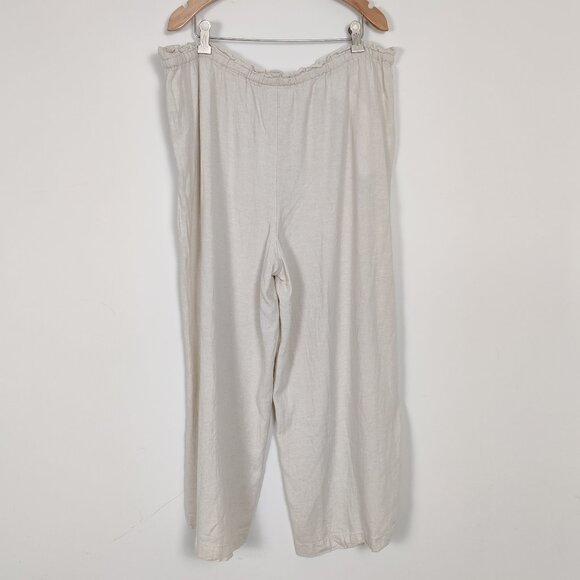 Time and Tru Women's Pants Sz L White Linen Rayon Wide Leg Drawstring Resortwear - Picture 4 of 10